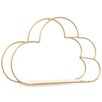 

Iron Gold Storage Racks Hanging Decor Storage Box Flower Pot Cloud shape Storage Rack Wall Book Figurines Display Crafts Shelves