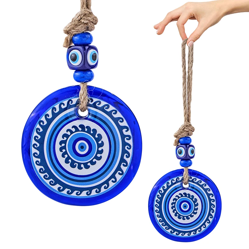 ShenMo Mauvais Oeil Protection, Oeil Turc Mural Oeil Bleu Protection  Amulette Bleu Pendentif en Verre Maison Chanceux Protection Tenture Décor