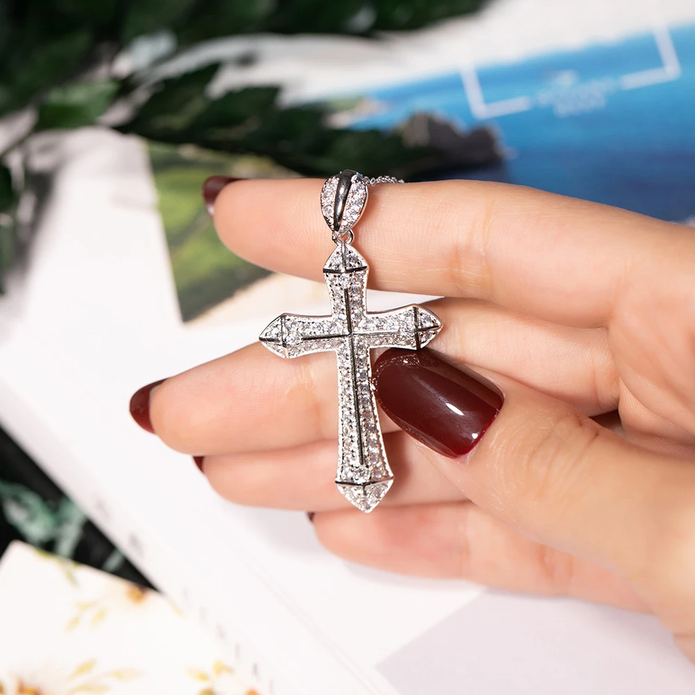 14K White Gold Themed Jewelry Pendants & Charms Solid 12 mm 24 mm Hollow Cross Pendant