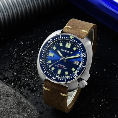 San Martin модные новые часы из нержавеющей стали часы сапфировое стекло 200 м водонепроницаемое сапфировое стекло NH35Casual часы для дайвинга - Цвет: blue