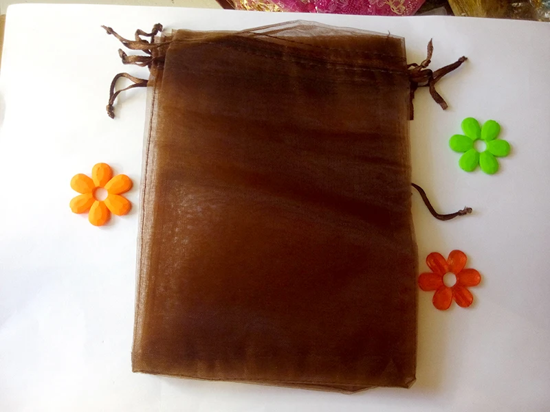 

20*30cm 1000pcs Organza Bag Brown Drawstring bag jewelry packaging bag for tea/gift/food small transparent pouch Yarn bag