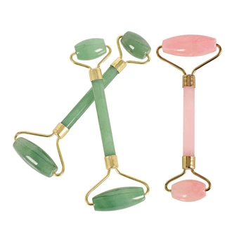 

2 Pcs Jade Stone Facial Massage Roller Practical Jade Face Anti Wrinkle Body Head Portable Beauty Health Care Tools,Rose Quartz