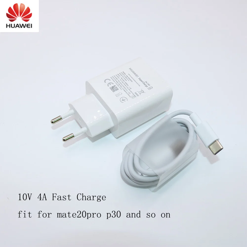 Оригинальный HUAWEI Mate20 быстрое супер зарядное устройство 10V4A 40 Вт USB адаптер 5A USB3.1