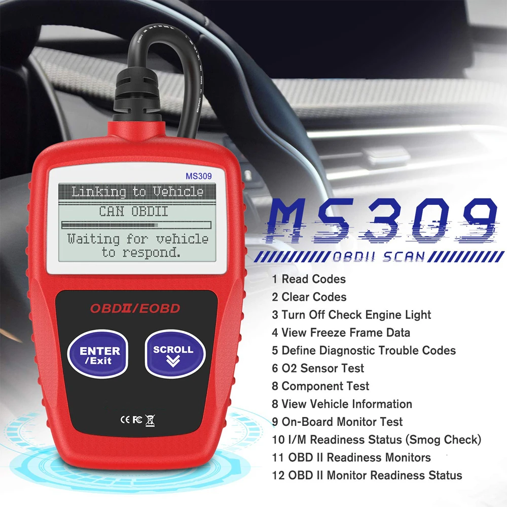 Universal MS309 OBD II Code Reader Scanner Auto Diagnostic Tools Kits Car Automotive CAN BUS Engine Fault Code Reader
