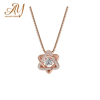 Anillos Yuzuk Pure 925 Sterling Silver Roset Gold Star Charm Pendant Necklaces For Women Fine Jewely Small Chokers Necklaces