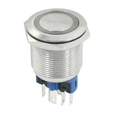 

DC 12V Yellow Angel Eye LED DPST 22mm Thread Locking Metal Push Button Switch