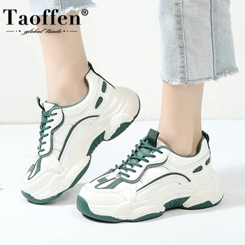 

Taoffen Women Sneakers Women Vulcanized Shoes Women Thick Bottom Shoes Fashion Lacing Platform Footwear Size 35-39