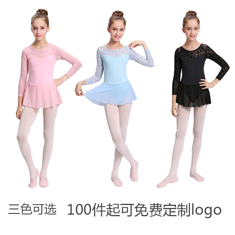

In BA yi lei-Winter Ballet Acrobatics Clothing Gym Outfit Children Long Sleeve One-piece Dancing Dress Women's