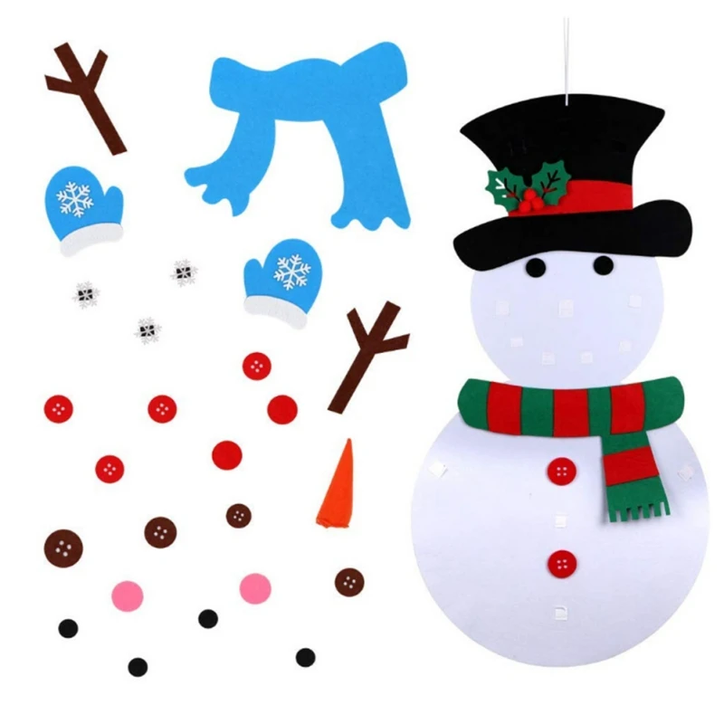 

DIY Felt Christmas Snowman Set With 31 PCS Detachable Decoration Wall Hanging Christmas Puzzle Decorations festival party Decor