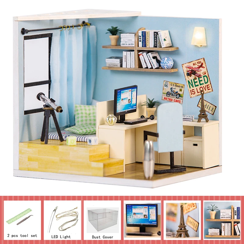 Diy Кукольный дом мебель Diy Миниатюрный 3D Деревянный Miniaturas кукольный домик игрушки для детей подарки на день рождения движение джунглей R003 - Цвет: M013