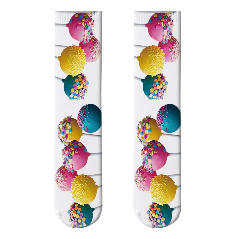 1 пара женской обуви 3D принт картофеля фри гетры забавного яркого рисунком чупа