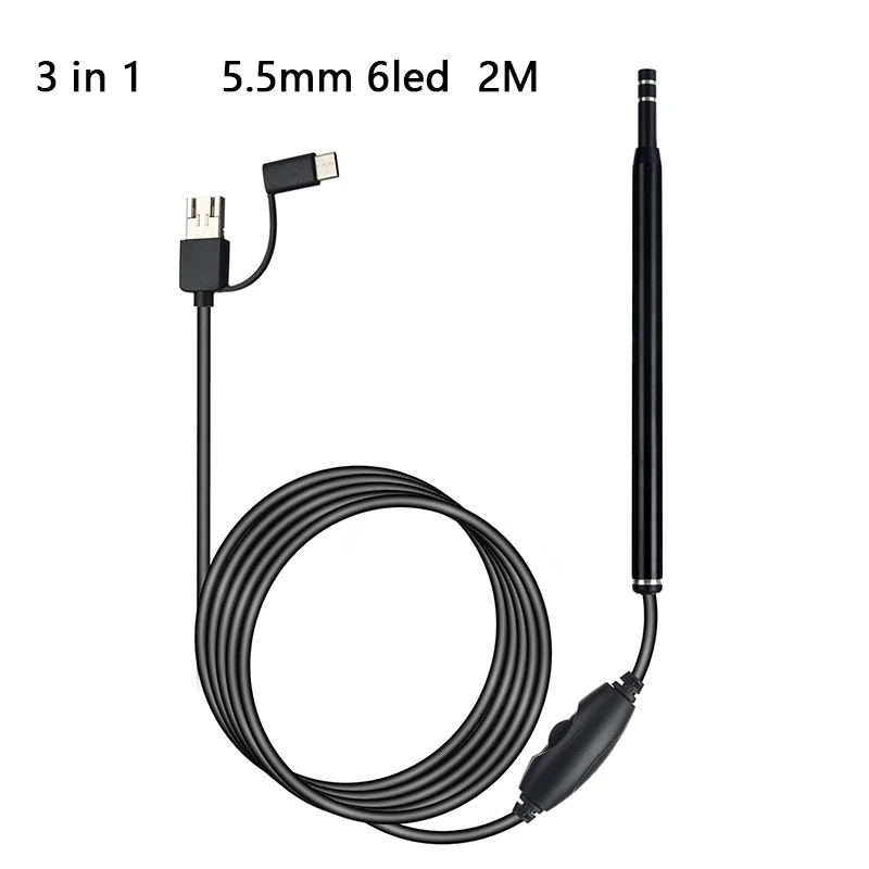 3 в 1 для чистки ушей, эндоскоп USB 5,5 мм, визуальная камера Earpick HD, ложка, отоскоп
