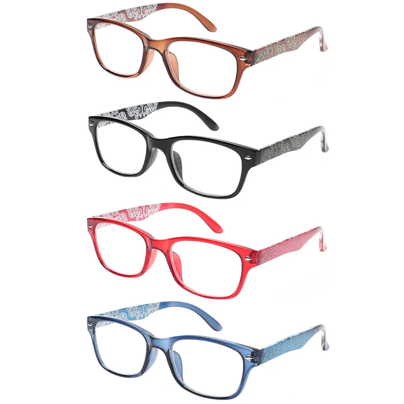 

New Men and Women Simple Fashion Box Reading Glasses Spring Hinge Printing High Quality Models