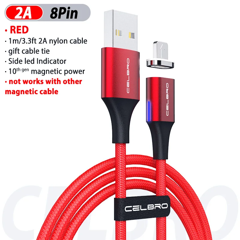 Магнитный usb-кабель для зарядки 5A/3A Tipe c mi cro Usb Cavo Magnetico быстрое зарядное устройство магнитный кабель для xiaomi mi a3 huawei - Цвет: red for 8pin