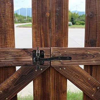 

4 Pcs Self-Locking Gate Latch - Post Mount Automatic Gravity Lever Wood Fence Gate Latches With Fasteners