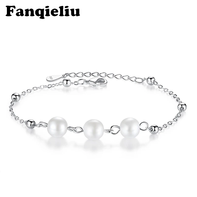 

Fanqieliu Fine Thin Slim Chain Bracelet Sterling 925 Silver Pear Charm Bracelets For Women Extend Chains Bangles FQL20327