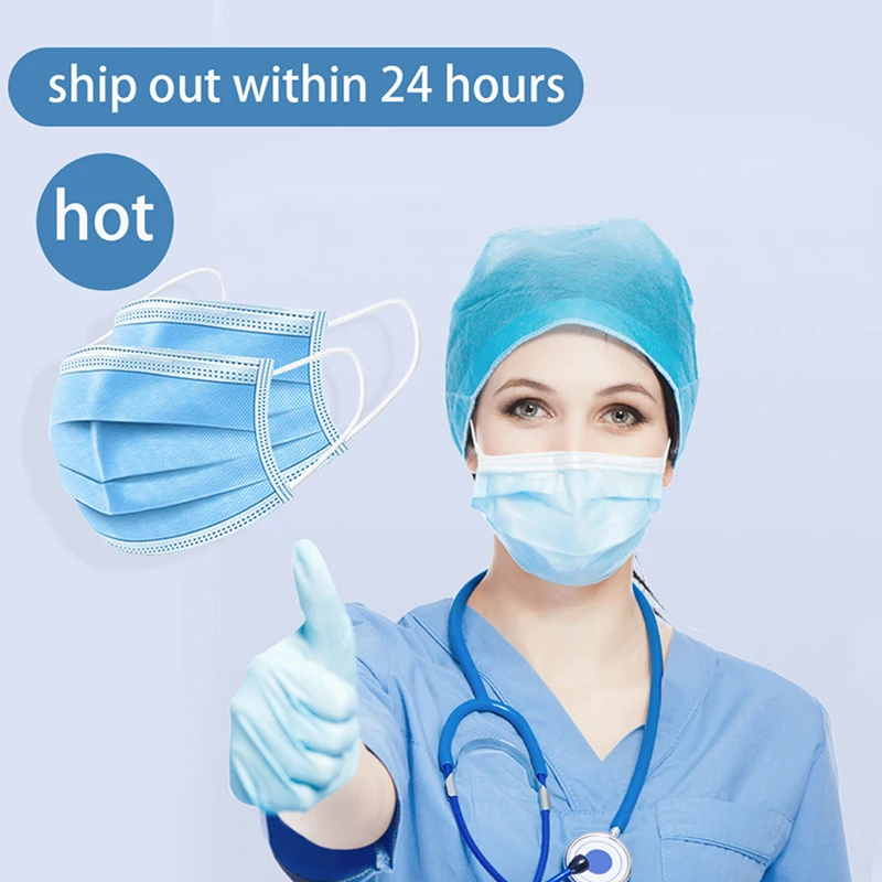 

100/200pcs Disposable Medical Surgical Masks Anti-pollution 3 Layer Protective Mask Anti-virus Ear Hanging Breathable Masks