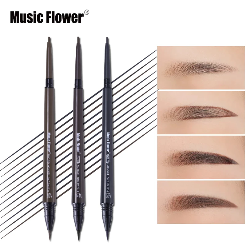 Бренд Music Flower, косметика для глаз, макияж, матовый натуральный, двойная головка, карандаш для бровей+ тинт для бровей, жидкий, водостойкий, стойкий