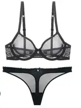  Sexy Sheer Mesh Lingerie Set Bra and Panty Set Women Transparent Bra and Underwear Thong Set 