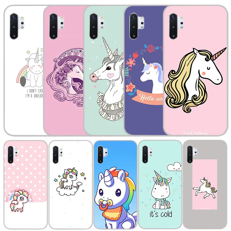 cute cartoon unicorns Matte Silicone Case For Samsung galaxy Note 10 pro 9 8 A90 A70 A60 A50 A40 A30 A10 M40 M30 M20 M10 cover |