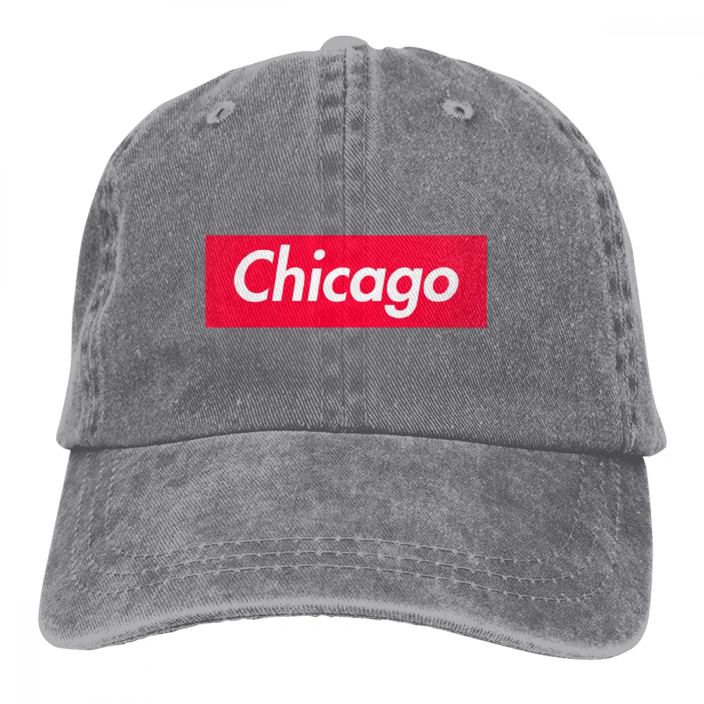 Chicago Red Box стиль Casquette черный унисекс Мужские Женские джинсовые бейсболка с ремешком кепки Регулируемый Гольф папа шляпа