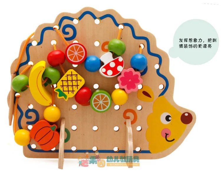 Kindergarten Early Childhood Wooden Hedgehog Fruit Beaded Bracelet Children'S Educational Toy Bead Bead-stringing Toy Wood Strin