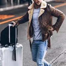 Зимняя мужская куртка из искусственной кожи Байкерская мотоциклетная куртка на молнии с длинным рукавом Верхняя уличная кожаная куртка мужская куртка