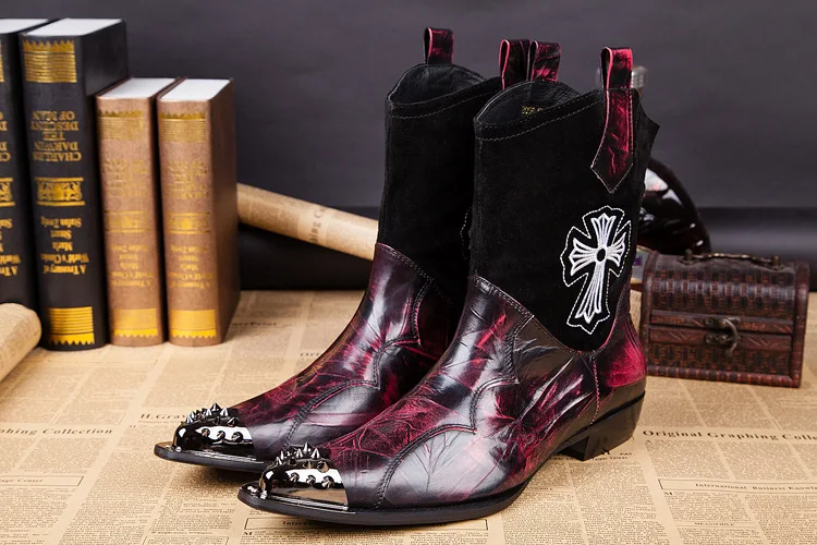 

Martin Boots Short Boots Sepatu Cool Cow Leather Pointed Toe Ankle Genuine Leather Full Grain Leather Gostinshoes Handmade Zip