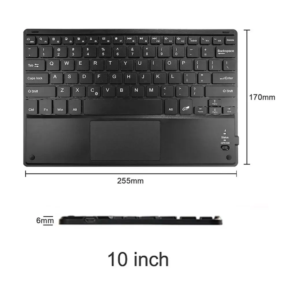 10inch with Touchpad Сенсорная Беспроводная Bluetooth клавиатура для Android планшетного ПК ноутбука Универсальная Портативная Мини Беспроводная Bluetooth клавиатура с тачпадом - Цвет: 10inch with Touchpad