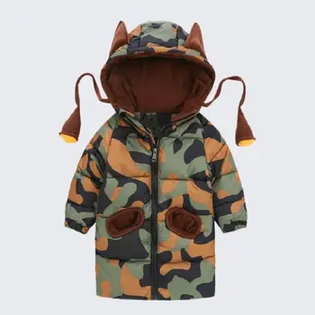 

OLEKID 2020 Autumn Winter Baby Boys Jacket Cartoon Hooded Infant Boys Camouflage Coat 1-7 Years Toddler Parka Newborn Snowsuit