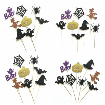 

8pcs/set Newest Halloween Festive Spider Bat Cards Decor Pumpkin Witch