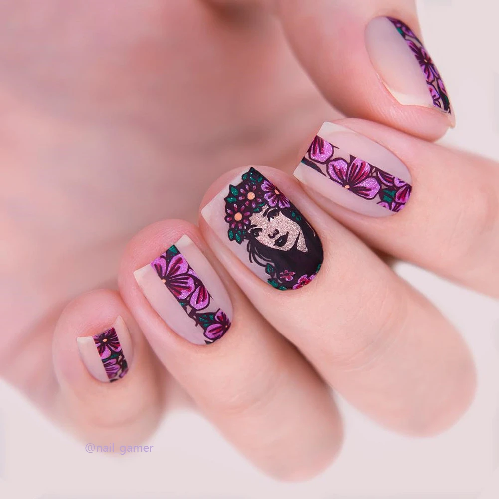 BeautyBigBang тиснение пластины для ногтей искусство Красивая девушка цветок изображение штамп для ногтей шаблон ногтей штамповка пластины BBB 025