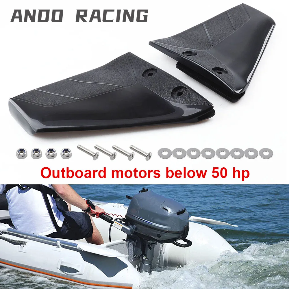 Small Hydrofoil Boat Motor Stabiliser Enigne Components 1 Pair for 4-50HP Outboard with Bolt Nut ABS Black Boat Parts