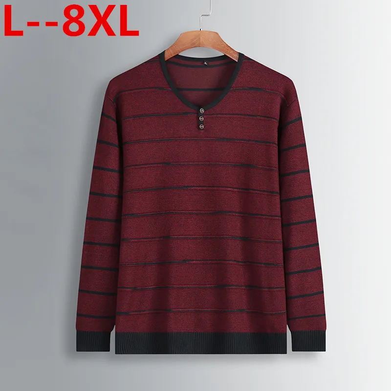 Новый плюс размер 8XL 6XL 5XL новый корейский модный свитер джемпер мужской вязаный