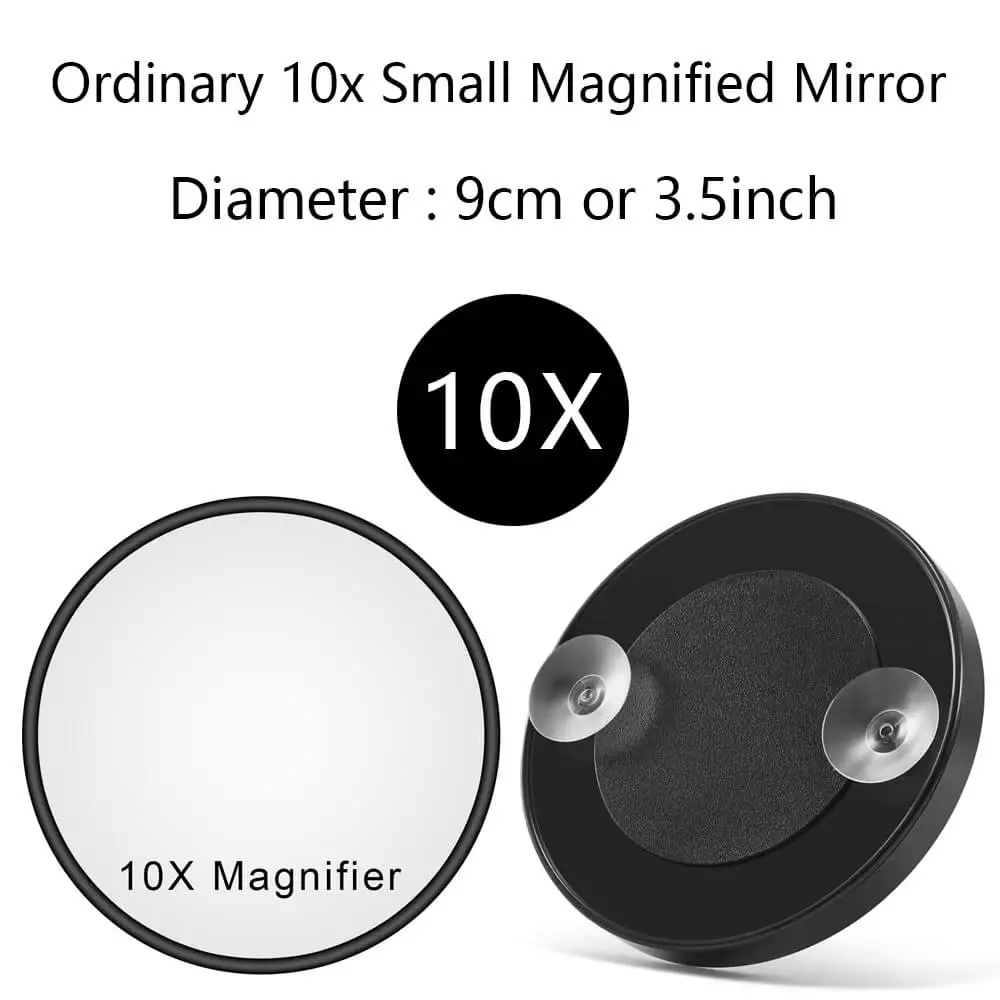 Small 10X Black Светодиодный светильник, зеркало для макияжа, лампа 10X, лупа, батарея, увеличительное стекло для макияжа, мини, для ванной, косметическая, для ванной, умная присоска - Цвет: Small 10X Black