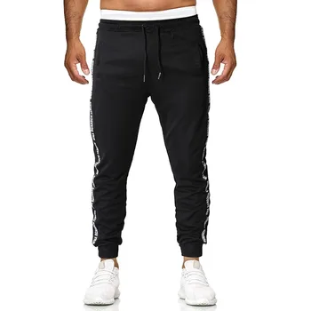 

Men Casual Pants Cool Design Moletom Big Pocket Summer Men's Striped Strap Summer skinny Sweatpants Trousers Jogger Pants 8.6