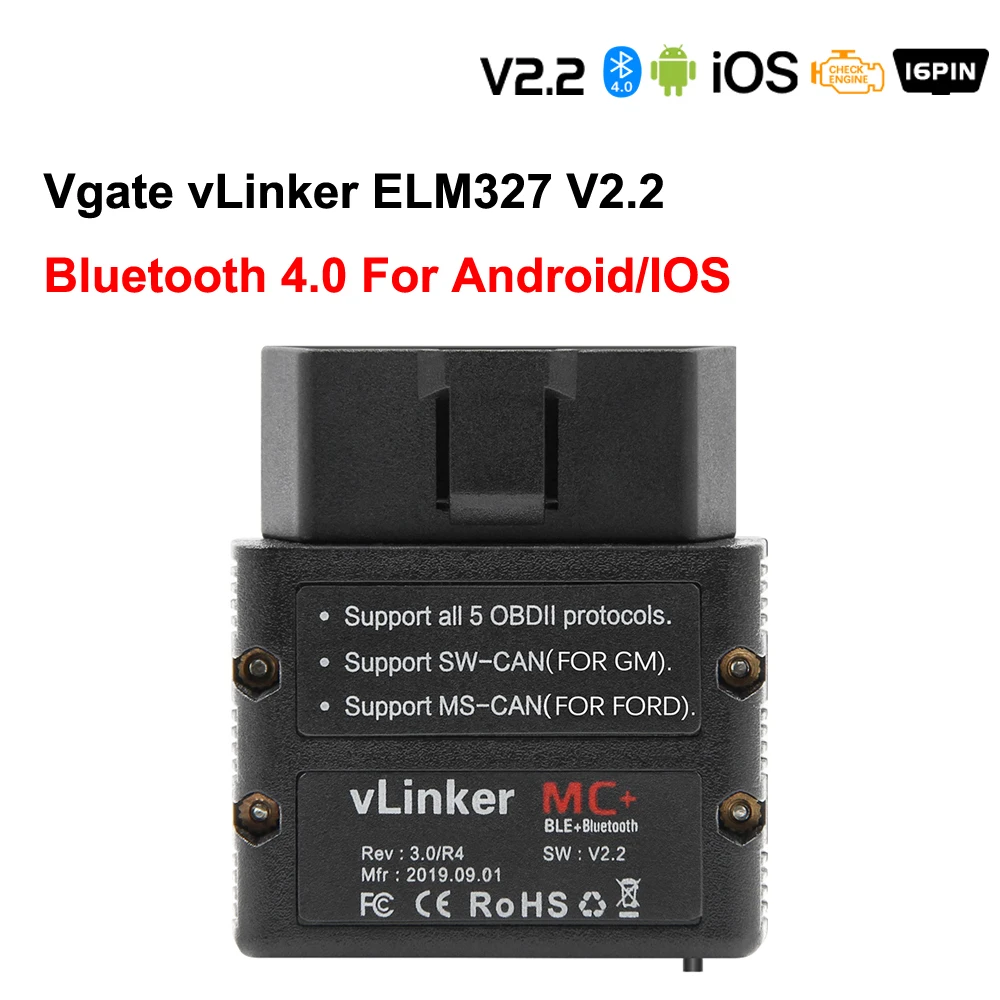 BT OBD2 Scanner Vgate vLinker MC+ BLE ELM327 For Android/IOS/Windows ELM 327 wifi Car Diagnostic Scan Tool PK OBDLINK MC car battery charger price Code Readers & Scanning Tools