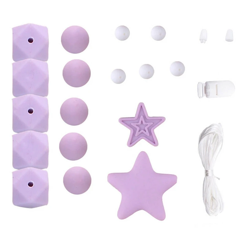 

2019 New Baby Products Food Grade Silicone Beads DIY Necklace Pacifier Chain Clip Tooth Gel Set