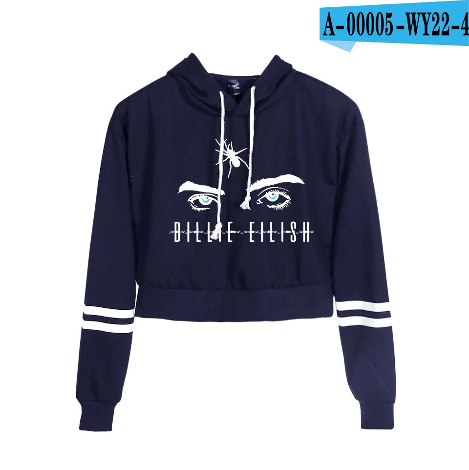 A00005-4 Женская модная укороченная Толстовка Billie Eilish Hooides и свитшоты рубашка с длинными рукавами Harajuku Толстовка женская одежда пальто - Цвет: A00005-4