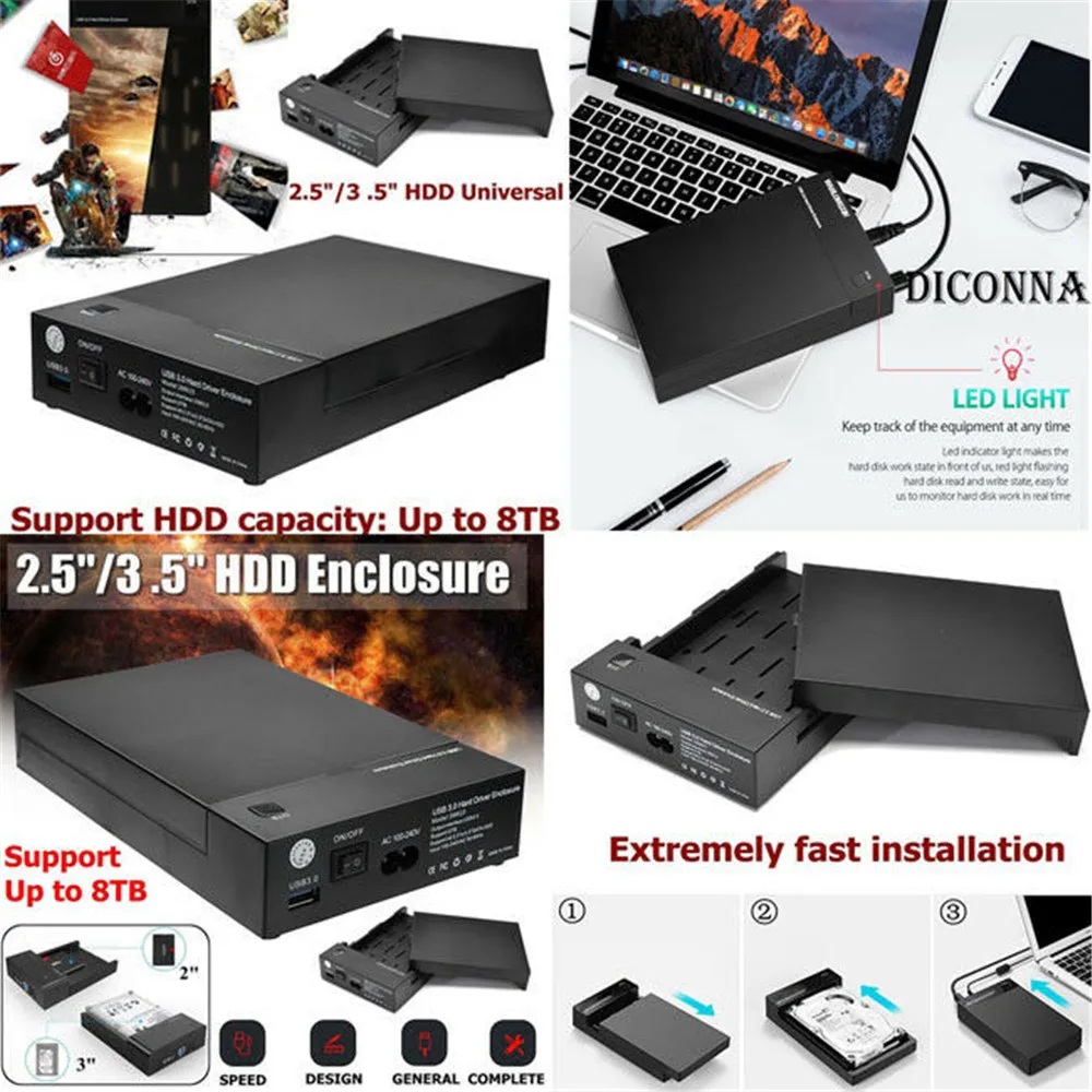 Новейшая мода SATA 2," USB 3,0 SATA жесткий диск Внешний корпус HDD диск чехол для ноутбука
