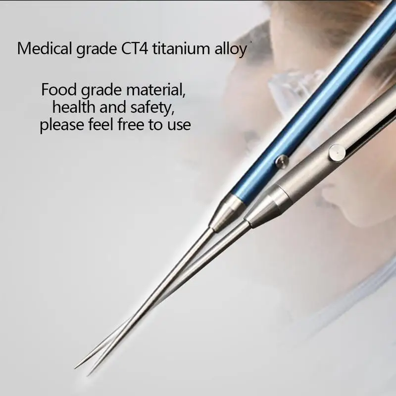 

Titanium Alloy Push-pull Spring Design Toothpick Holder Toothpick Outdoor Tools Ultra Light Portable Multi-function Tool Fork