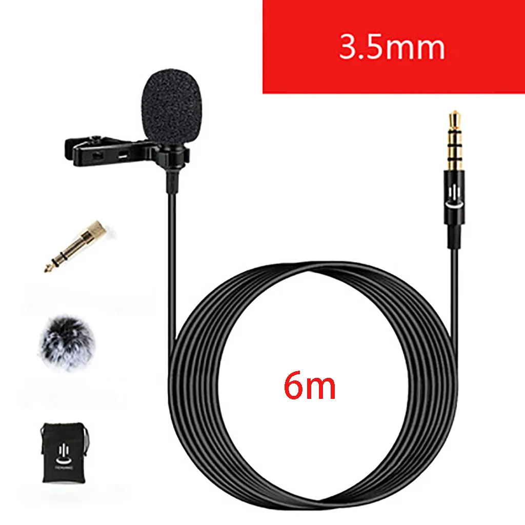 3.5MM 6M ПК/телефон/камера мини USB микрофон петличный микрофон Портативный внешний петличный микрофоны для iPhone ноутбук компьютер - Цвет: 3.5MM 6M