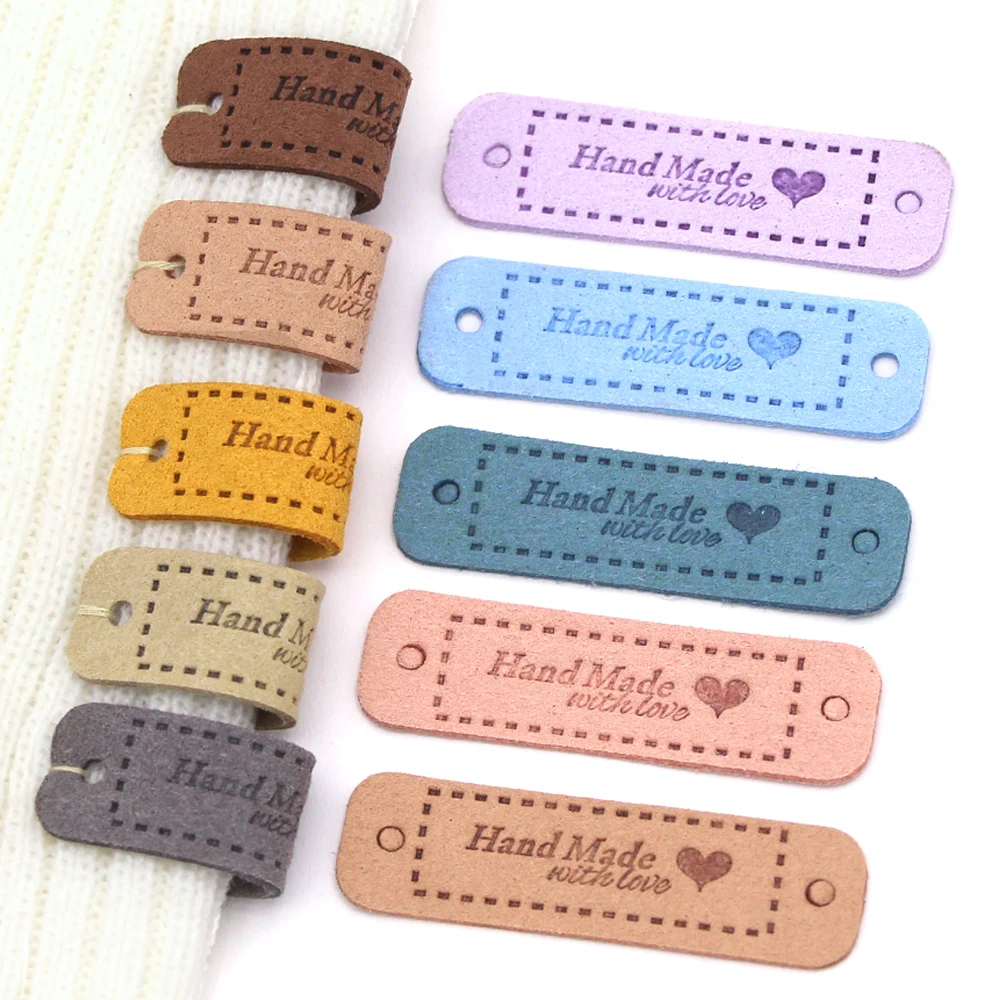 Clothing Labels 20Pcs Hand Made PU Leather Tags For Clothes Hats Bags Sewing Garment Accessories