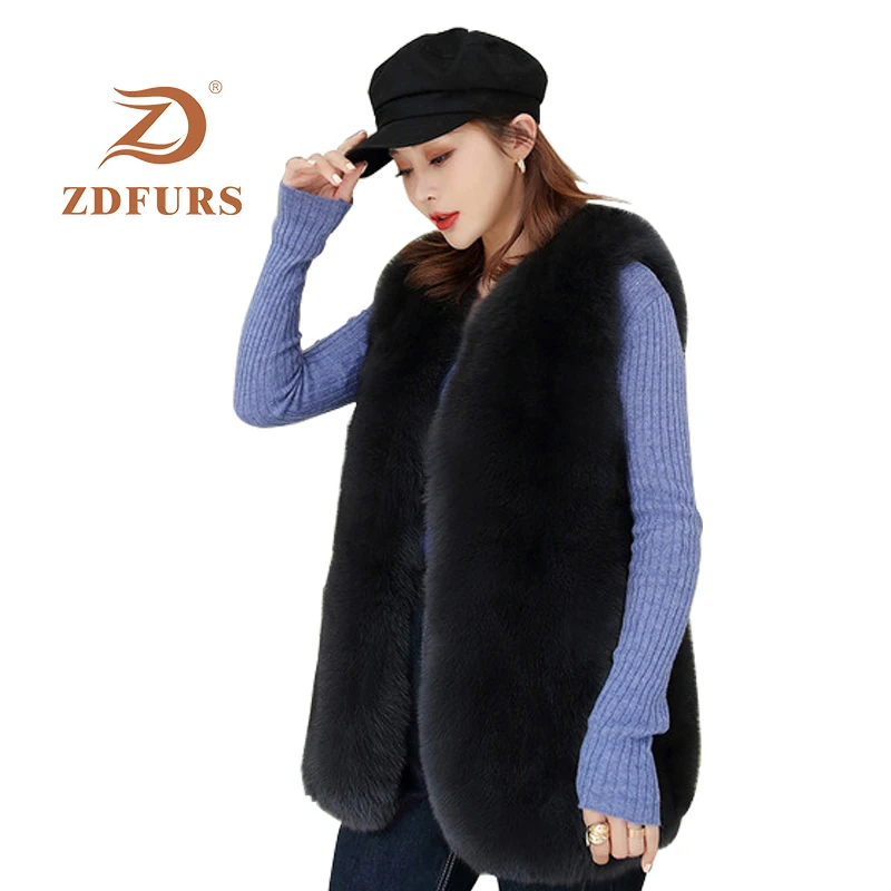ZDFURS* натуральный Лисий жилет куртки для женщин натуральный мех пальто зимний жилет