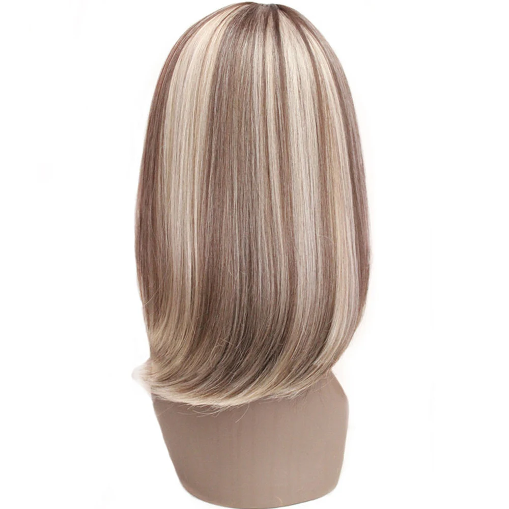Смешанный коричневый цвет синтетические волосы парики для черных женщин высокая температура волокна X-TRESS 16 дюймов прямой короткий боб парик боковая часть