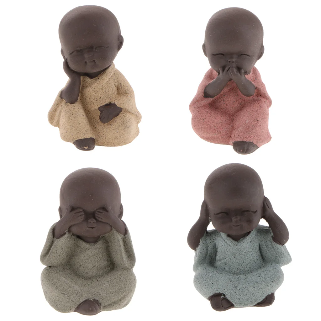 Little Buddha Statue Monk Tea Pet for Zen Garden Sand Decoration Yoga Meditation