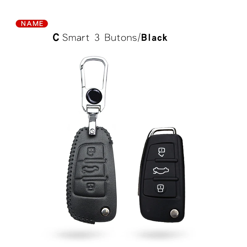 XK002-Black Кожаный чехол для автомобильных ключей, крышка чехол для Audi C6 A7 A8 R8 A1 A3 A4 A5 Q7 A6 C5 A4L B5 B6 B7 B8 B9 A6L Q3 Q5 Q7 S5 S7 RS3 TT Q5L S4 8 Вт TTS - Название цвета: XK002-Black
