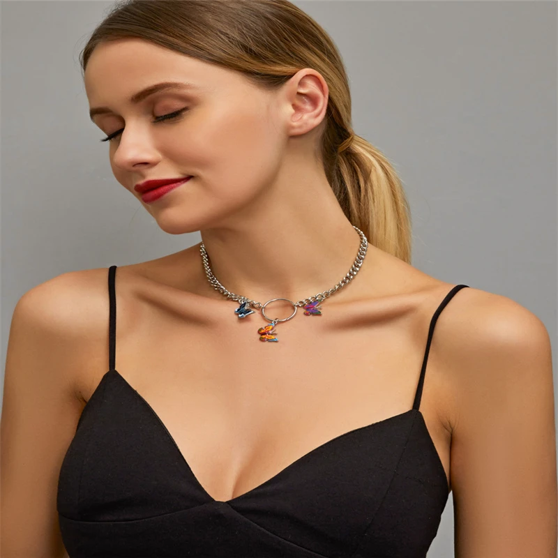 Harajuku Punk Style Butterfly Choker Necklace Jewelry Women Collares Gothic Hip Hop Gift Necklace Collares