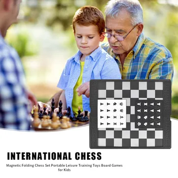 

Mini Portable Ultra-thin Folding Checkers Board Magnetic Wallet Type Chessboard Chess Games Entertainment Accessories