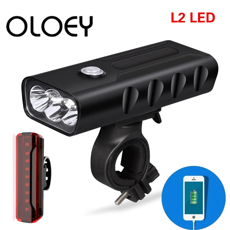 

OLOEY Bicycle Light Night Cycling 5200mAh Headlight Lamp USB Rechargeable Front Light L2 LED Taillight Bike Light FlashLight